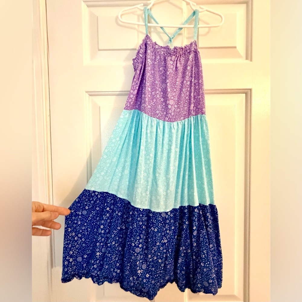 Design History Turquoise and Lavender Layered Maxi Dress Girls Size 5 - Picture 2 of 7